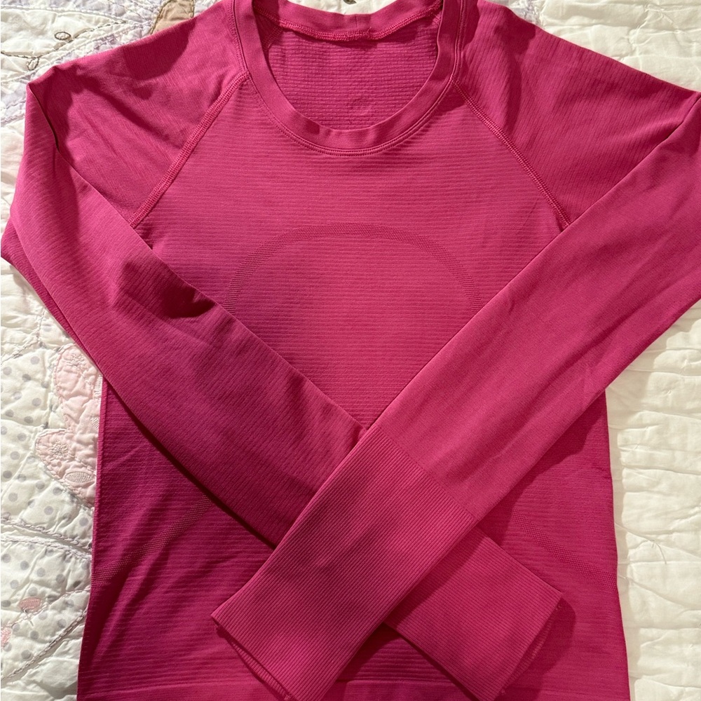 Lululemon Athletica Red Fitted Long Sleeve Hoodie